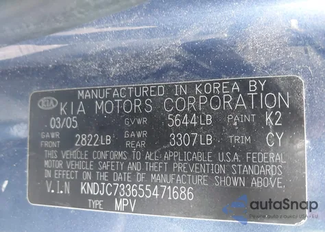 2005 Kia Sorento Ex/Lx z USA, uszkodzony, nr VIN KNDJC733655471686